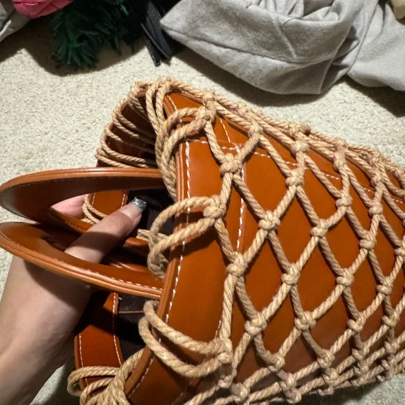 Brown Woven Net Bag - Picture 4 of 6